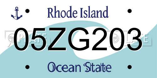 05ZG203 Rhode Island License Plate