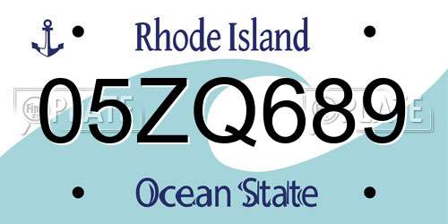 05ZQ689 Rhode Island License Plate
