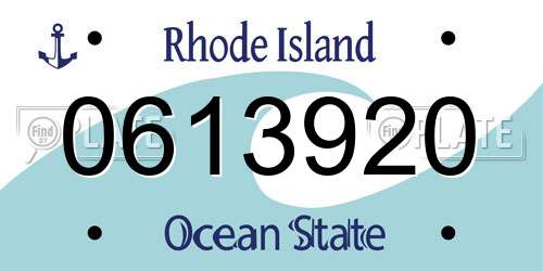 0613920 Rhode Island License Plate