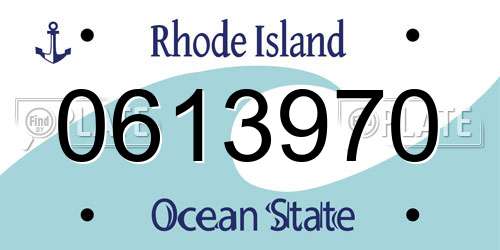 0613970 Rhode Island License Plate