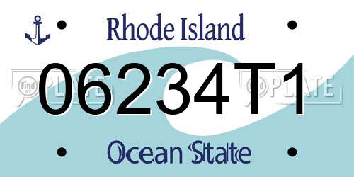 06234T1 Rhode Island License Plate