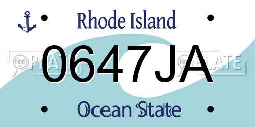 0647JA Rhode Island License Plate