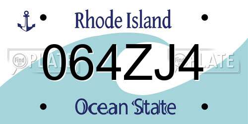 064ZJ4 Rhode Island License Plate