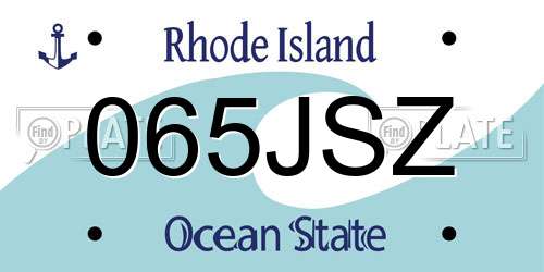 065JSZ Rhode Island License Plate