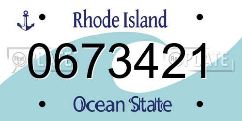 0673421 Rhode Island License Plate