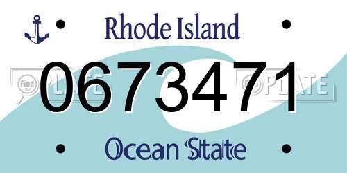 0673471 Rhode Island License Plate
