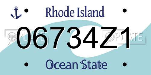 06734Z1 Rhode Island License Plate
