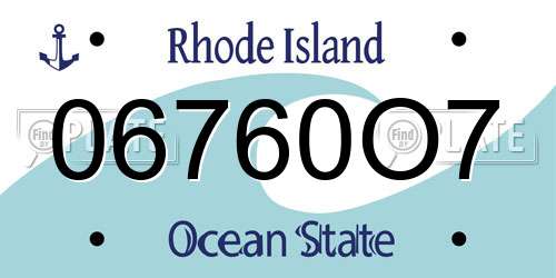 06760O7 Rhode Island License Plate