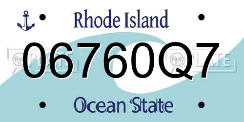 06760Q7 Rhode Island License Plate