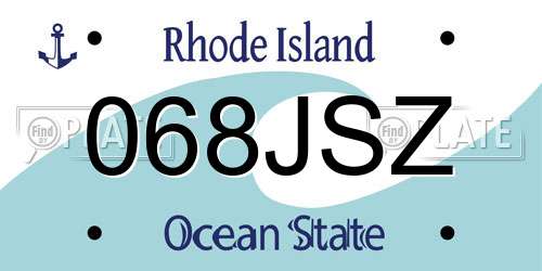 068JSZ Rhode Island License Plate