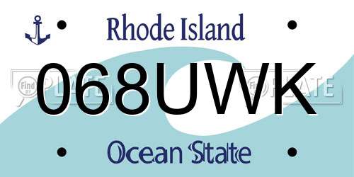 068UWK Rhode Island License Plate
