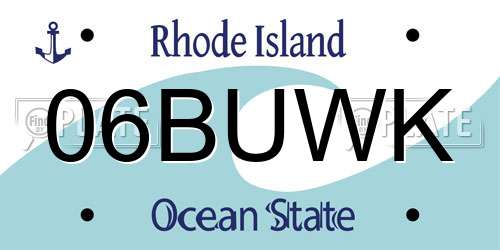 06BUWK Rhode Island License Plate
