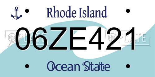 06ZE421 Rhode Island License Plate