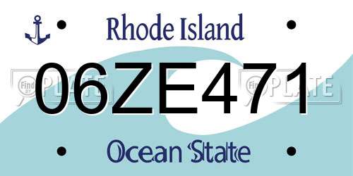 06ZE471 Rhode Island License Plate