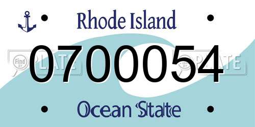0700054 Rhode Island License Plate