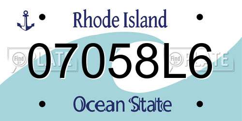 07058L6 Rhode Island License Plate