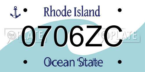 0706ZC Rhode Island License Plate