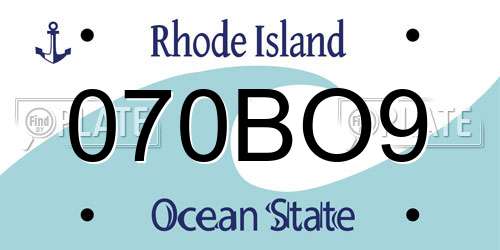 070BO9 Rhode Island License Plate
