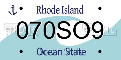 070SO9 Rhode Island License Plate
