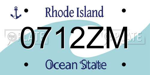 0712ZM Rhode Island License Plate