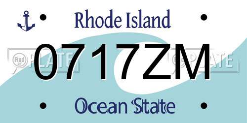 0717ZM Rhode Island License Plate