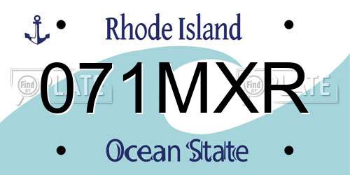 071MXR Rhode Island License Plate