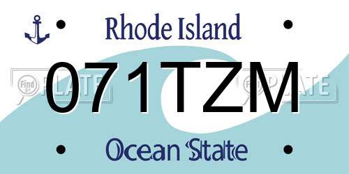 071TZM Rhode Island License Plate
