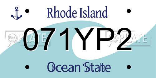 071YP2 Rhode Island License Plate