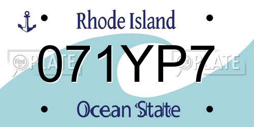 071YP7 Rhode Island License Plate