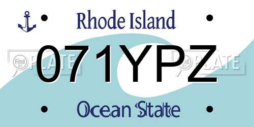 071YPZ Rhode Island License Plate