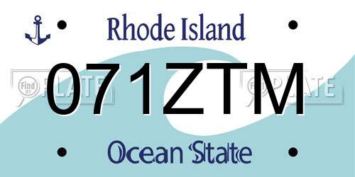 071ZTM Rhode Island License Plate