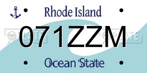 071ZZM Rhode Island License Plate