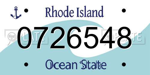 0726548 Rhode Island License Plate