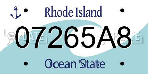 07265A8 Rhode Island License Plate