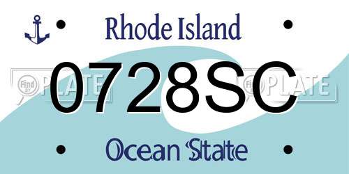 0728SC Rhode Island License Plate