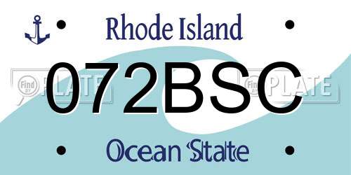 072BSC Rhode Island License Plate