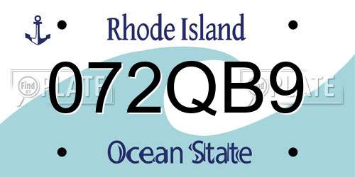 072QB9 Rhode Island License Plate