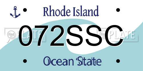 072SSC Rhode Island License Plate