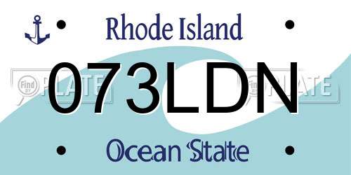 073LDN Rhode Island License Plate