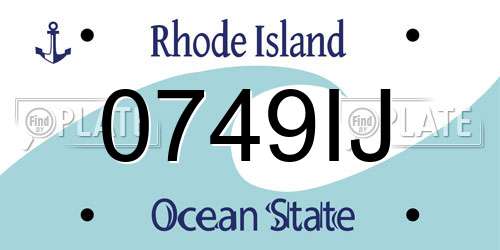 0749IJ Rhode Island License Plate