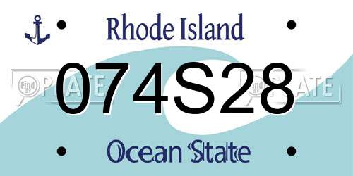 074S28 Rhode Island License Plate