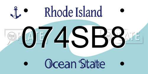 074SB8 Rhode Island License Plate