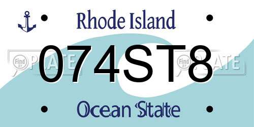 074ST8 Rhode Island License Plate
