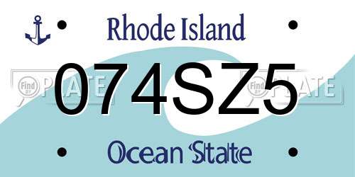 074SZ5 Rhode Island License Plate