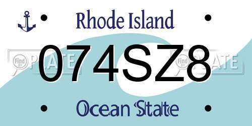 074SZ8 Rhode Island License Plate