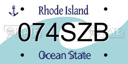 074SZB Rhode Island License Plate