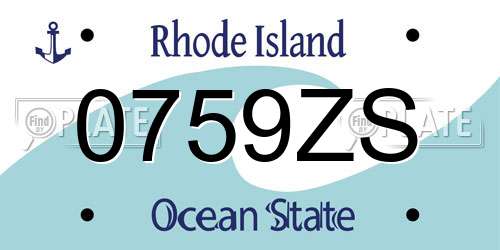 0759ZS Rhode Island License Plate