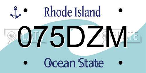 075DZM Rhode Island License Plate