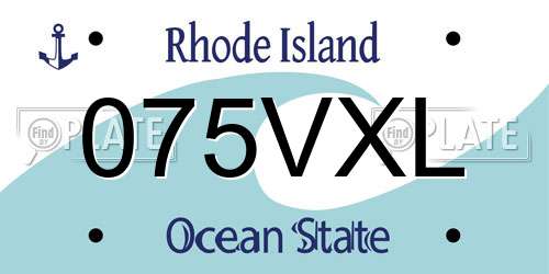 075VXL Rhode Island License Plate