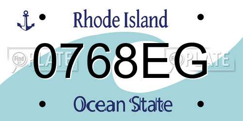 0768EG Rhode Island License Plate